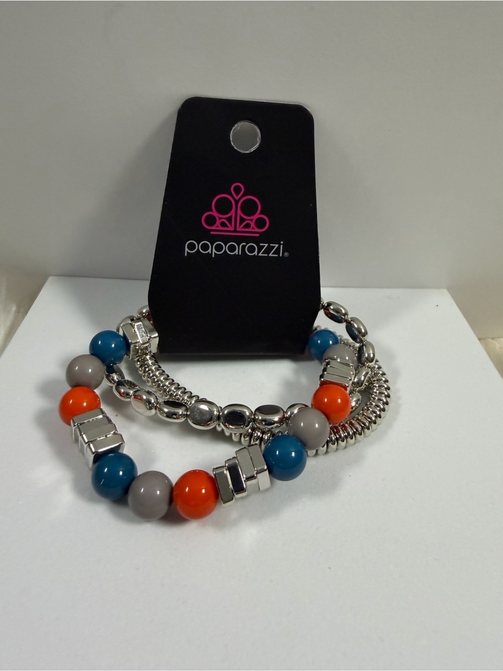 🩷5/$10🩷 Paparazzi Teal Orange Gray Multicolor Stretch Bracelet Trio